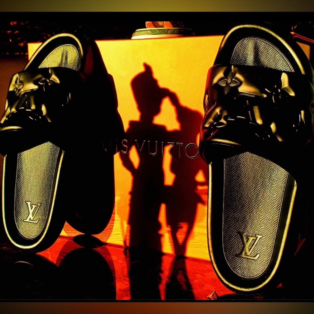 Waterfront Mule Slides Sandals Monogram Embossed Jacquard Black Millionaire New - Picture 7 of 11